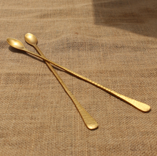 Load image into Gallery viewer, The Collective - Artisan crafted Brass Pebbled Long Spoons
