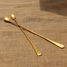 Load image into Gallery viewer, The Collective - Artisan crafted Brass Pebbled Long Spoons
